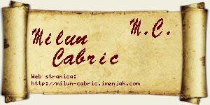 Milun Čabrić vizit kartica